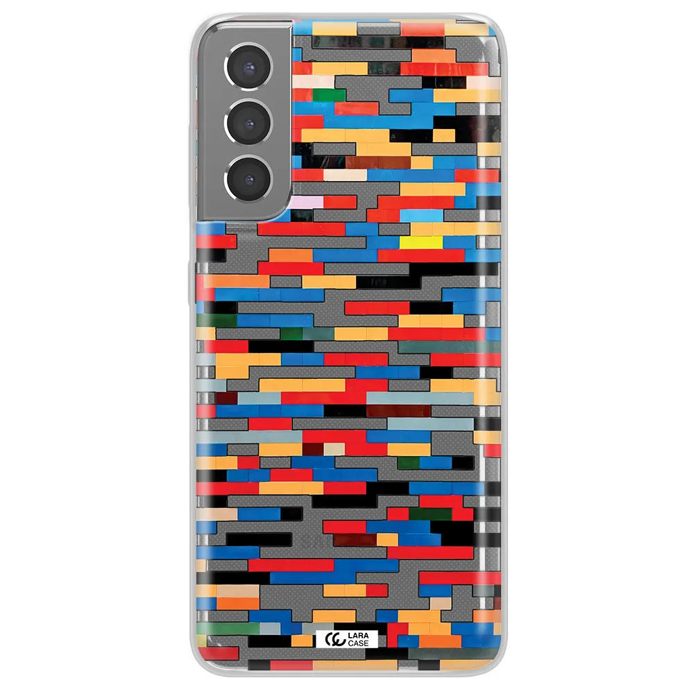 a colorful rectangular pattern on a white surface Samsung S21 Clear TPU Case