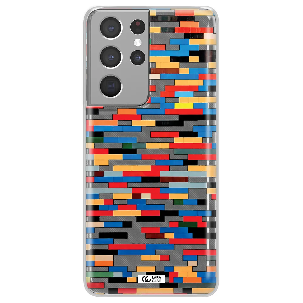 a colorful rectangular pattern on a white surface Samsung S21 Ultra Clear TPU Case