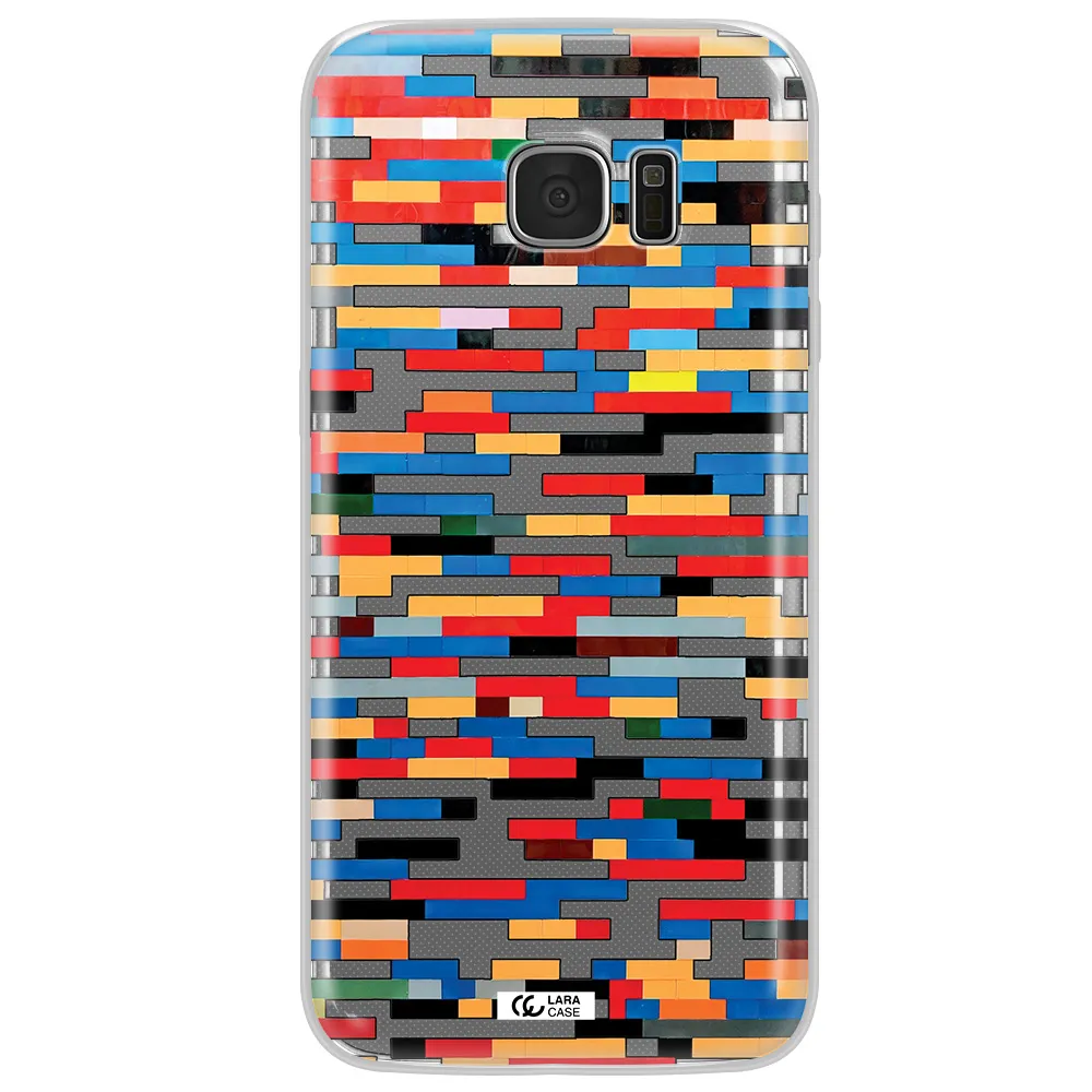 a colorful rectangular pattern on a white surface Samsung S7 Edge Clear TPU Case