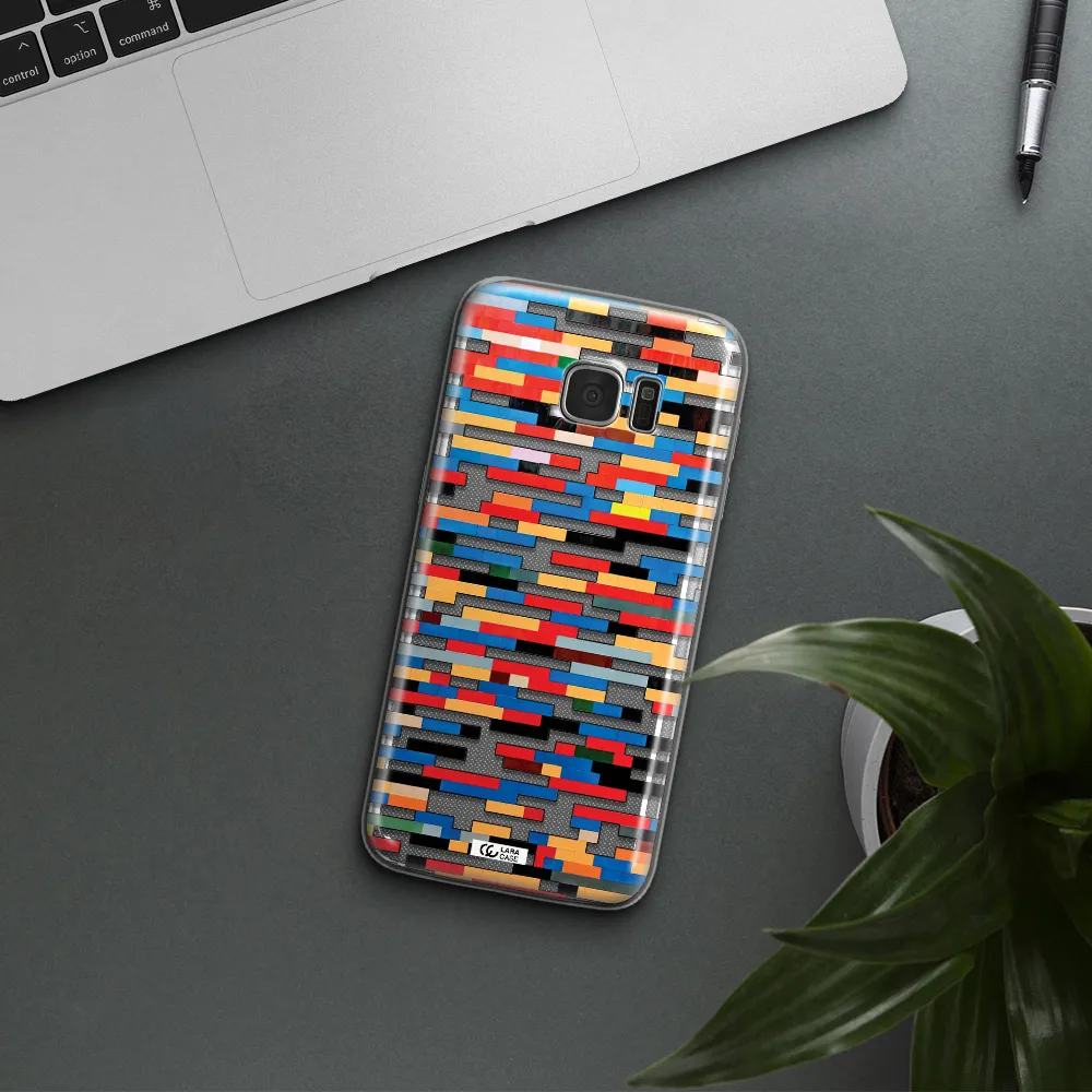 a colorful rectangular pattern on a white surface Samsung S7 Edge Clear TPU Case