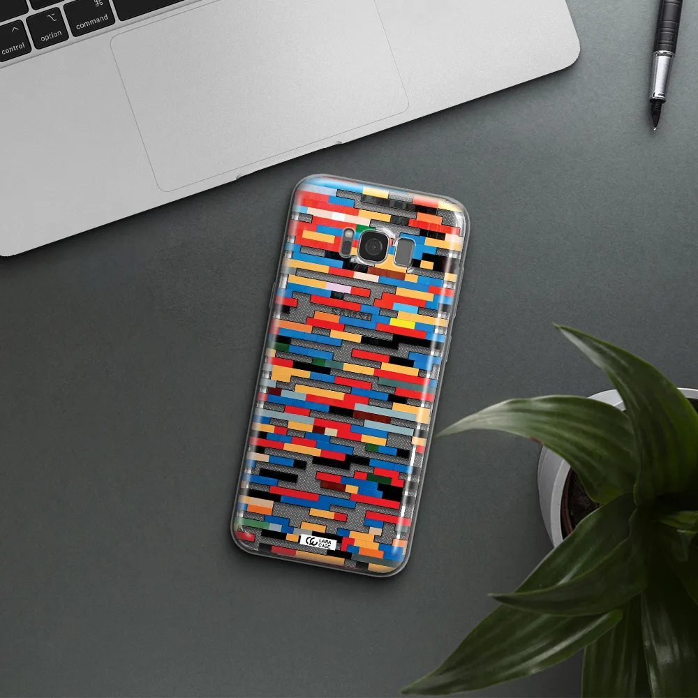 a colorful rectangular pattern on a white surface Samsung S8 Clear TPU Case