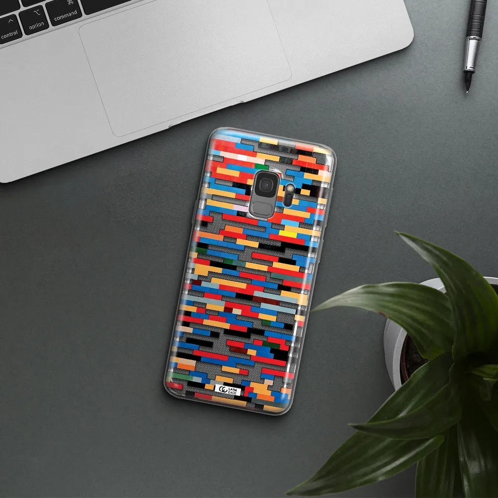a colorful rectangular pattern on a white surface Samsung S9 Clear TPU Case