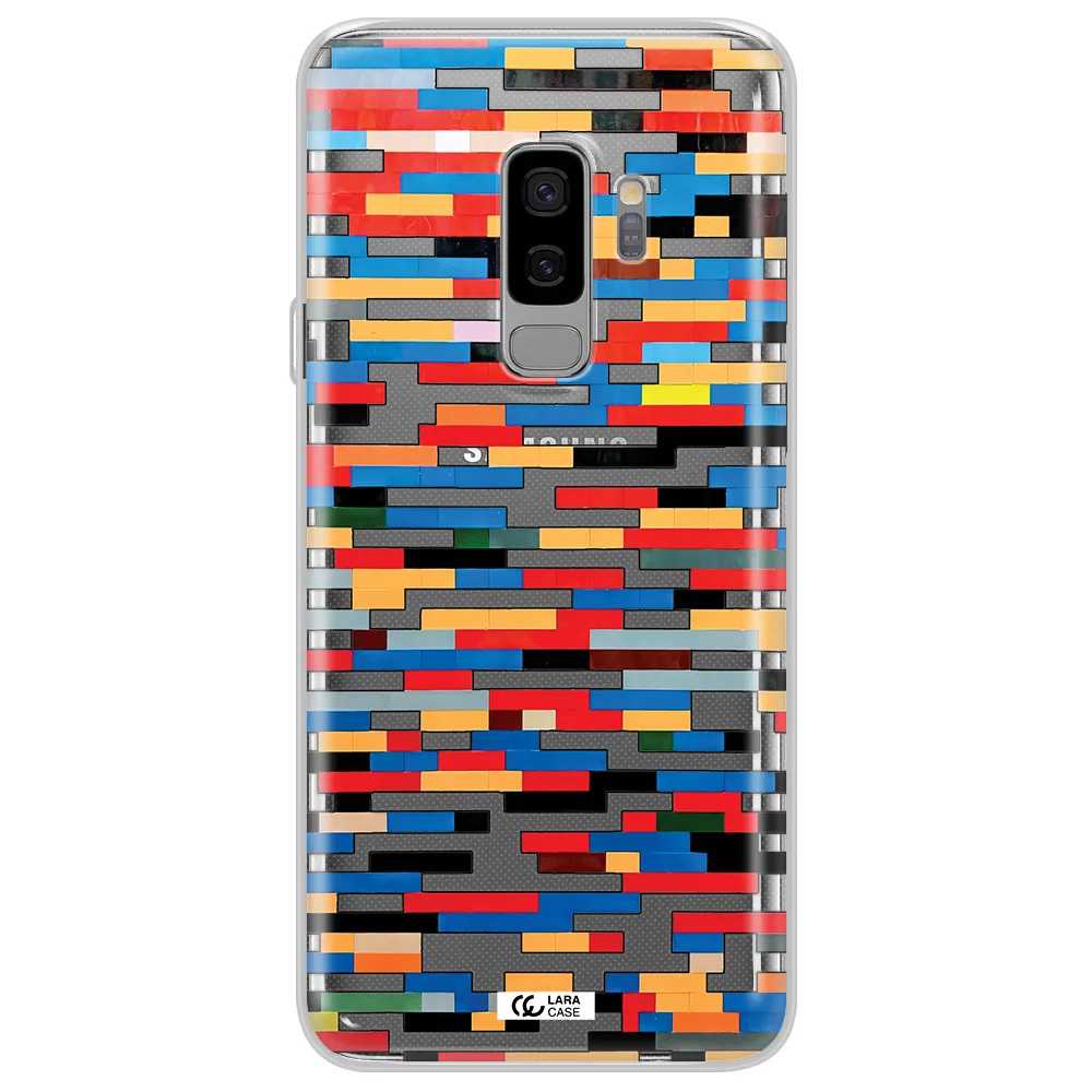 a colorful rectangular pattern on a white surface Samsung S9 Plus Clear TPU Case