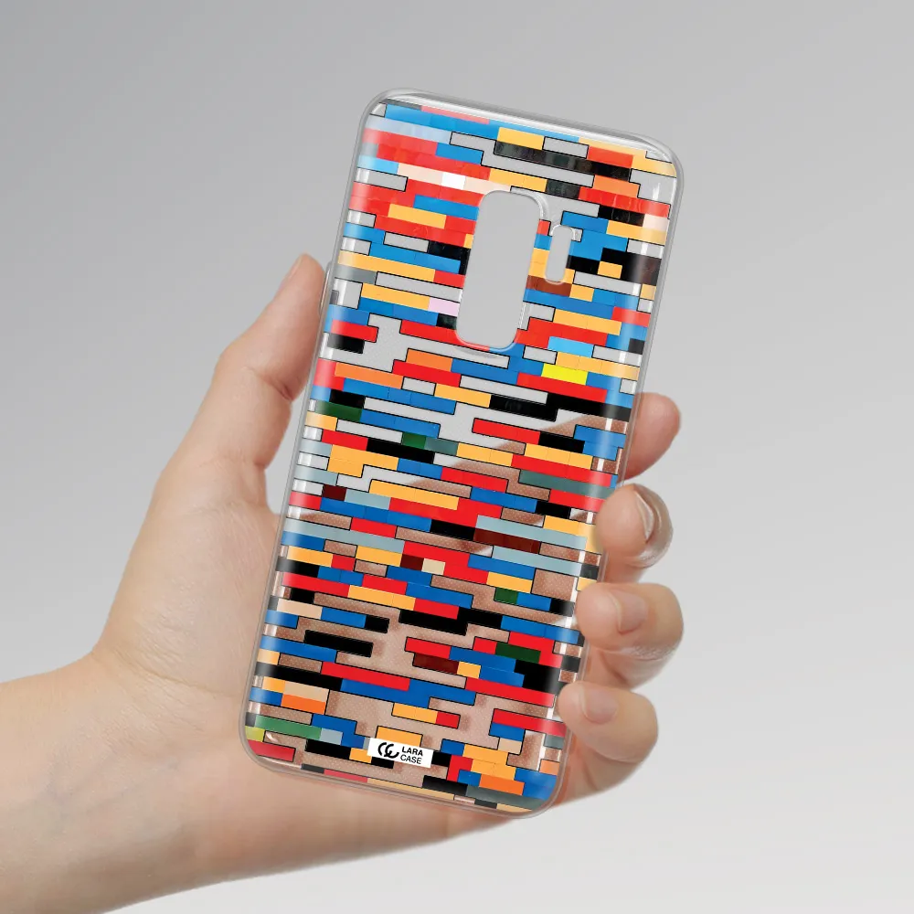 a colorful rectangular pattern on a white surface Samsung S9 Plus Clear TPU Case