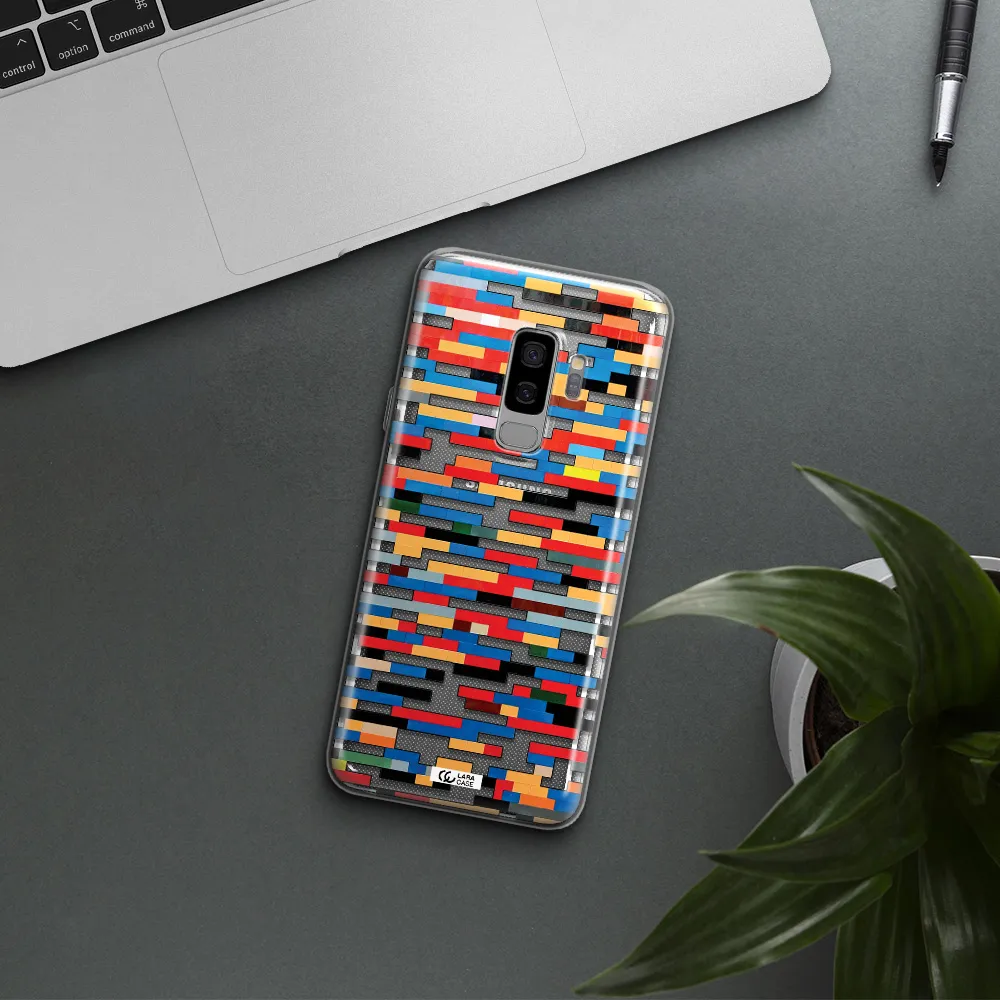 a colorful rectangular pattern on a white surface Samsung S9 Plus Clear TPU Case