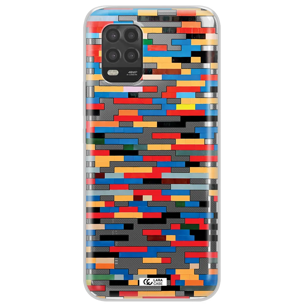 a colorful rectangular pattern on a white surface Xiaomi Mi 10 Lite Clear TPU Case