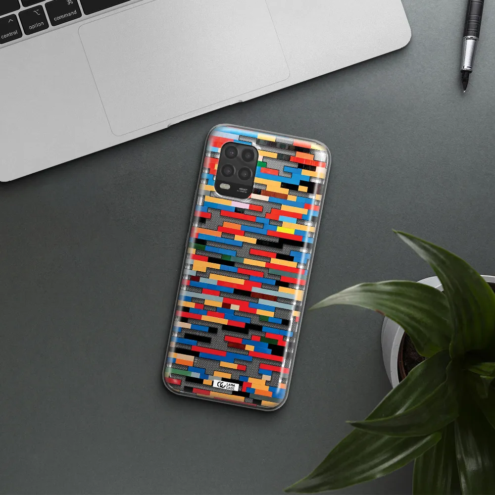a colorful rectangular pattern on a white surface Xiaomi Mi 10 Lite Clear TPU Case