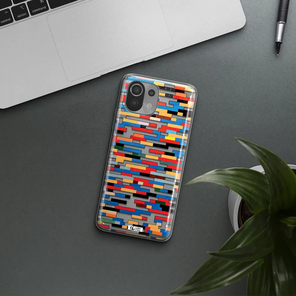 a colorful rectangular pattern on a white surface Xiaomi Mi 11 Lite Clear TPU Case