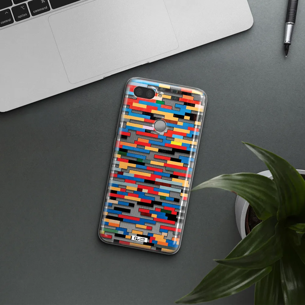 a colorful rectangular pattern on a white surface Xiaomi Mi 8 Lite Clear TPU Case