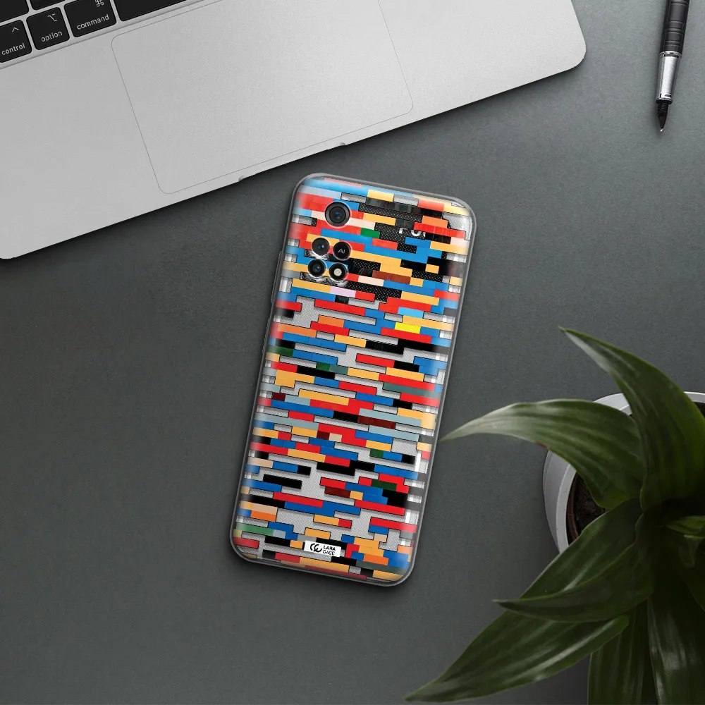 A Colorful Rectangular Pattern On A White Surface Xiaomi Poco M4 Pro 4G Clear Tpu Case