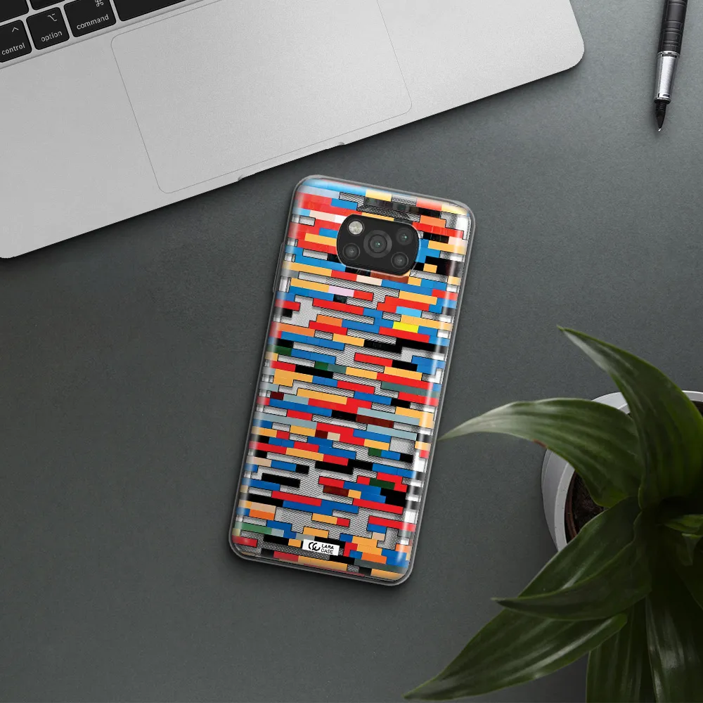 a colorful rectangular pattern on a white surface Xiaomi Poco X3 Clear TPU Case