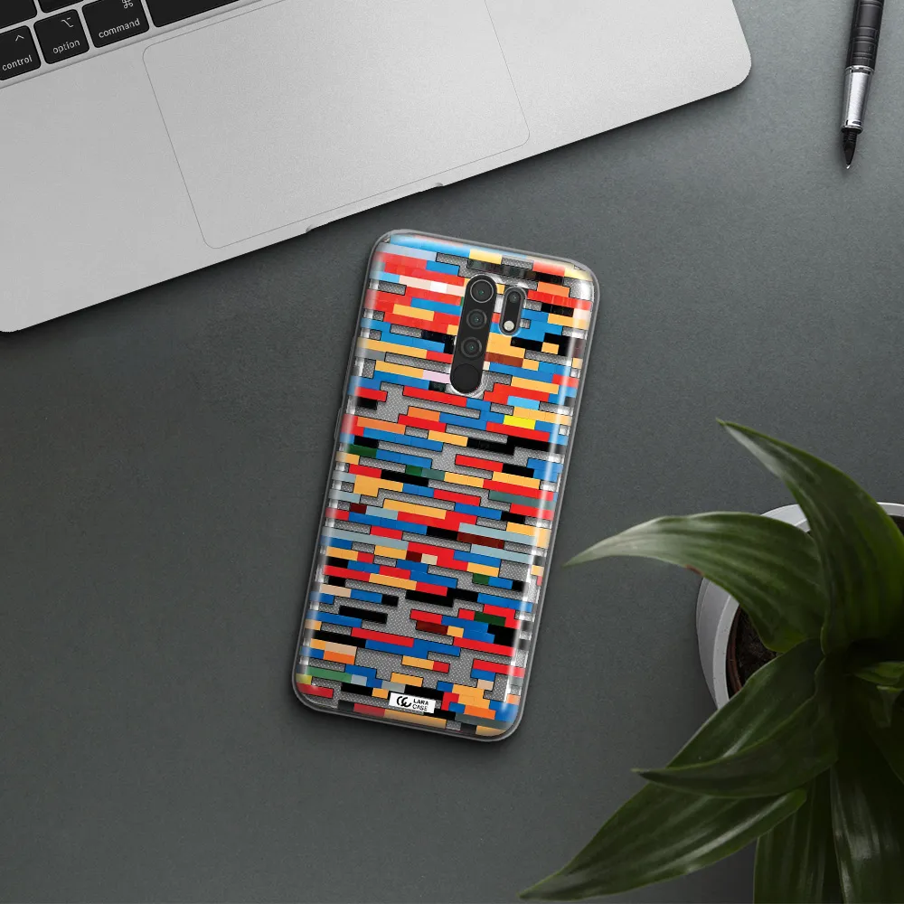 a colorful rectangular pattern on a white surface Xiaomi Redmi 9 Clear TPU Case