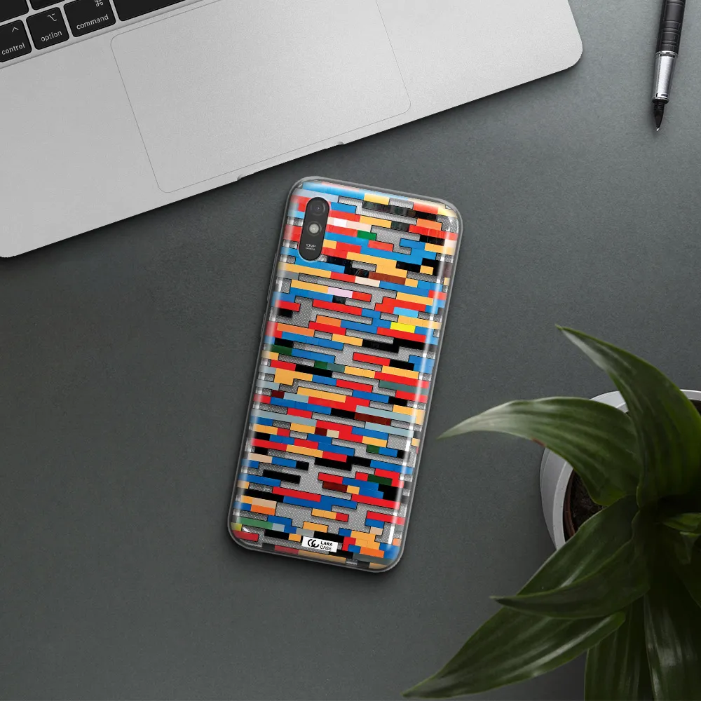 a colorful rectangular pattern on a white surface Xiaomi Redmi 9A Clear TPU Case