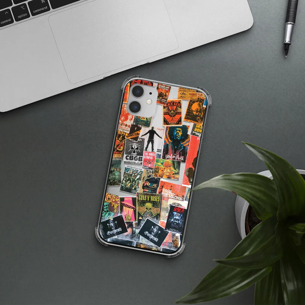 a collection of posters on a wall Apple iPhone 11 Clear PC Case