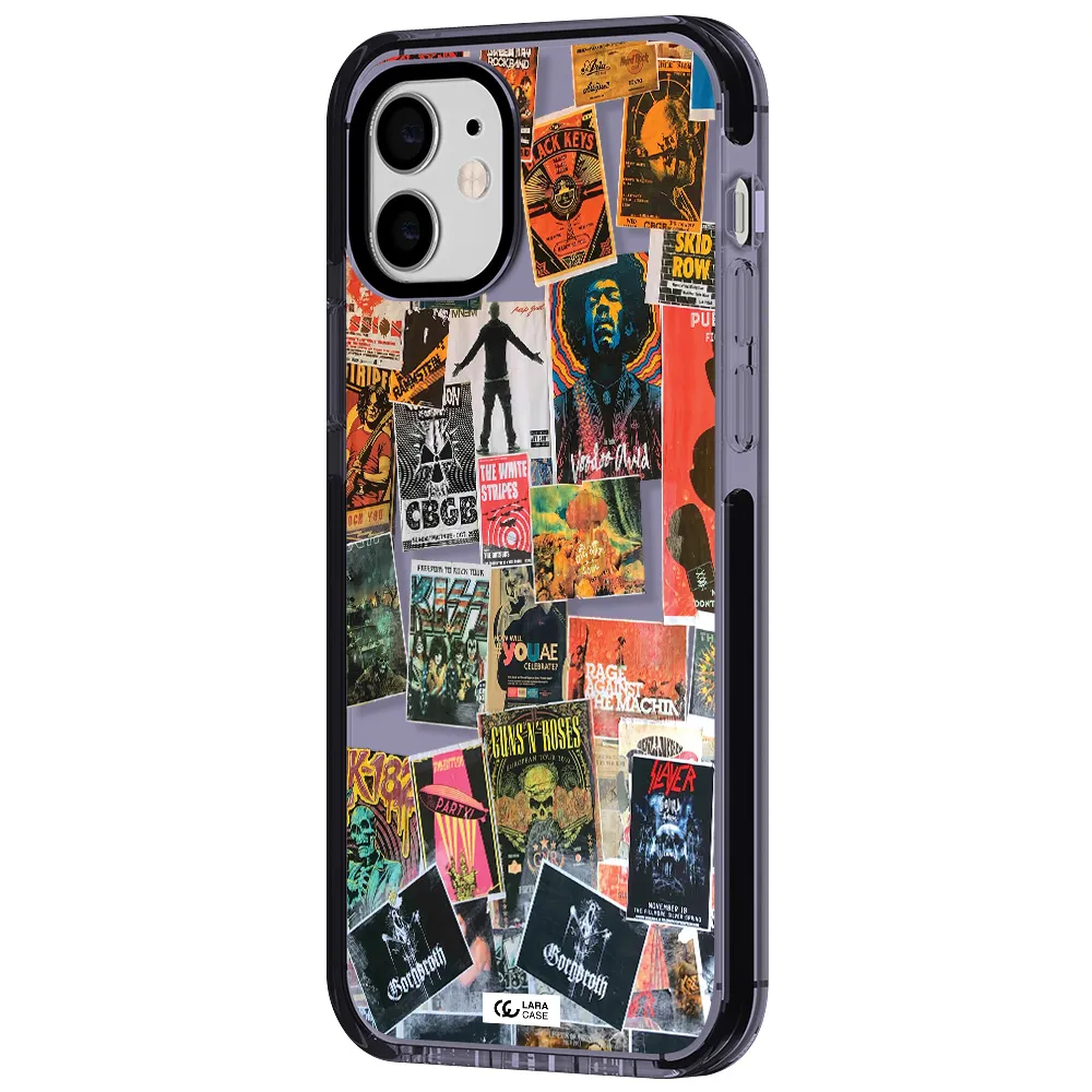 a collection of posters on a wall Apple iPhone 11 impact Lilac Case
