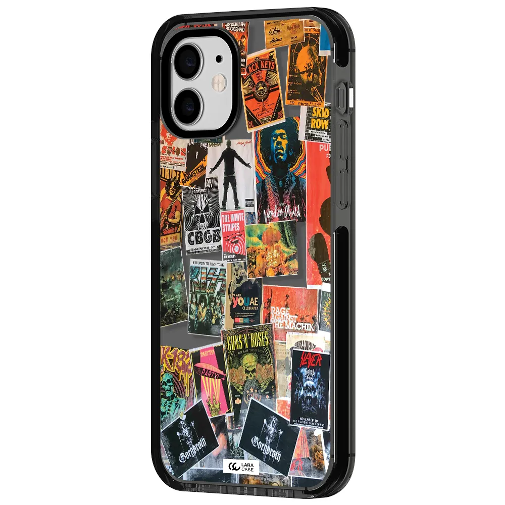 a collection of posters on a wall Apple iPhone 11 impact Smoke Black Case