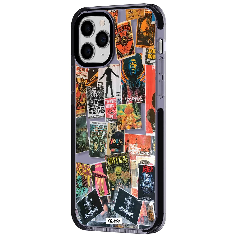 a collection of posters on a wall Apple iPhone 11 pro impact Lilac Case