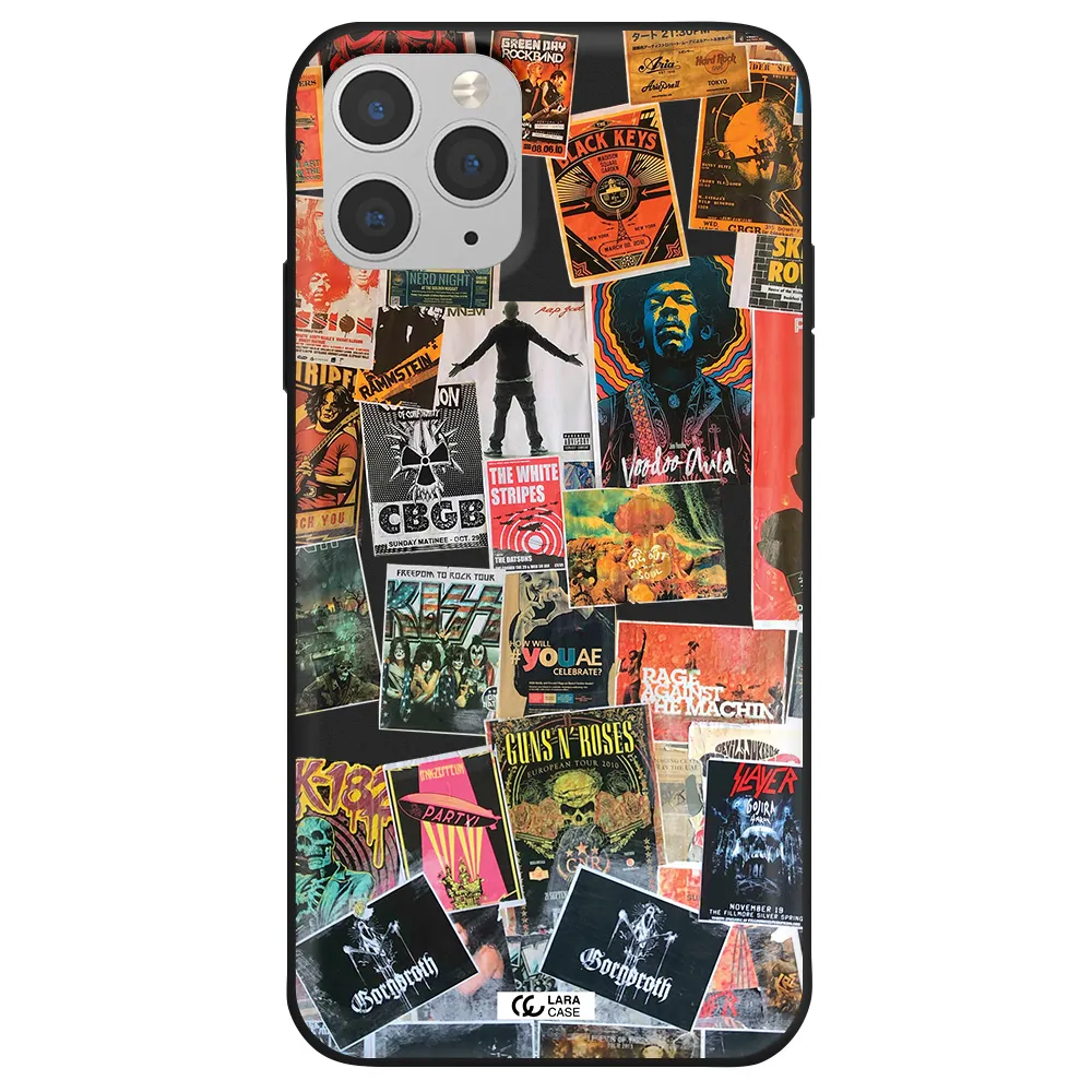 a collection of posters on a wall Apple iPhone 11 pro max Silicone black Case