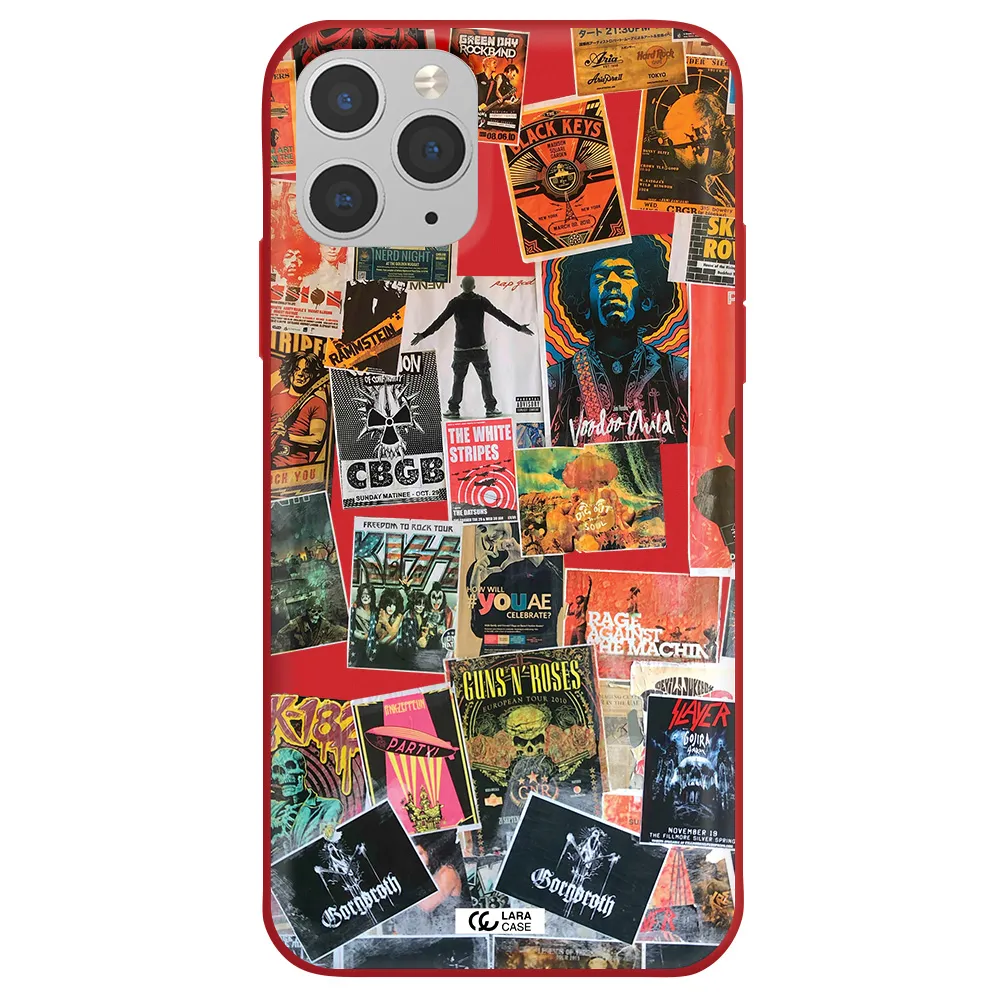 a collection of posters on a wall Apple iPhone 11 pro max Silicone Imperial Red Case