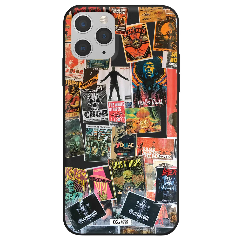 a collection of posters on a wall Apple iPhone 11 pro Silicone black Case