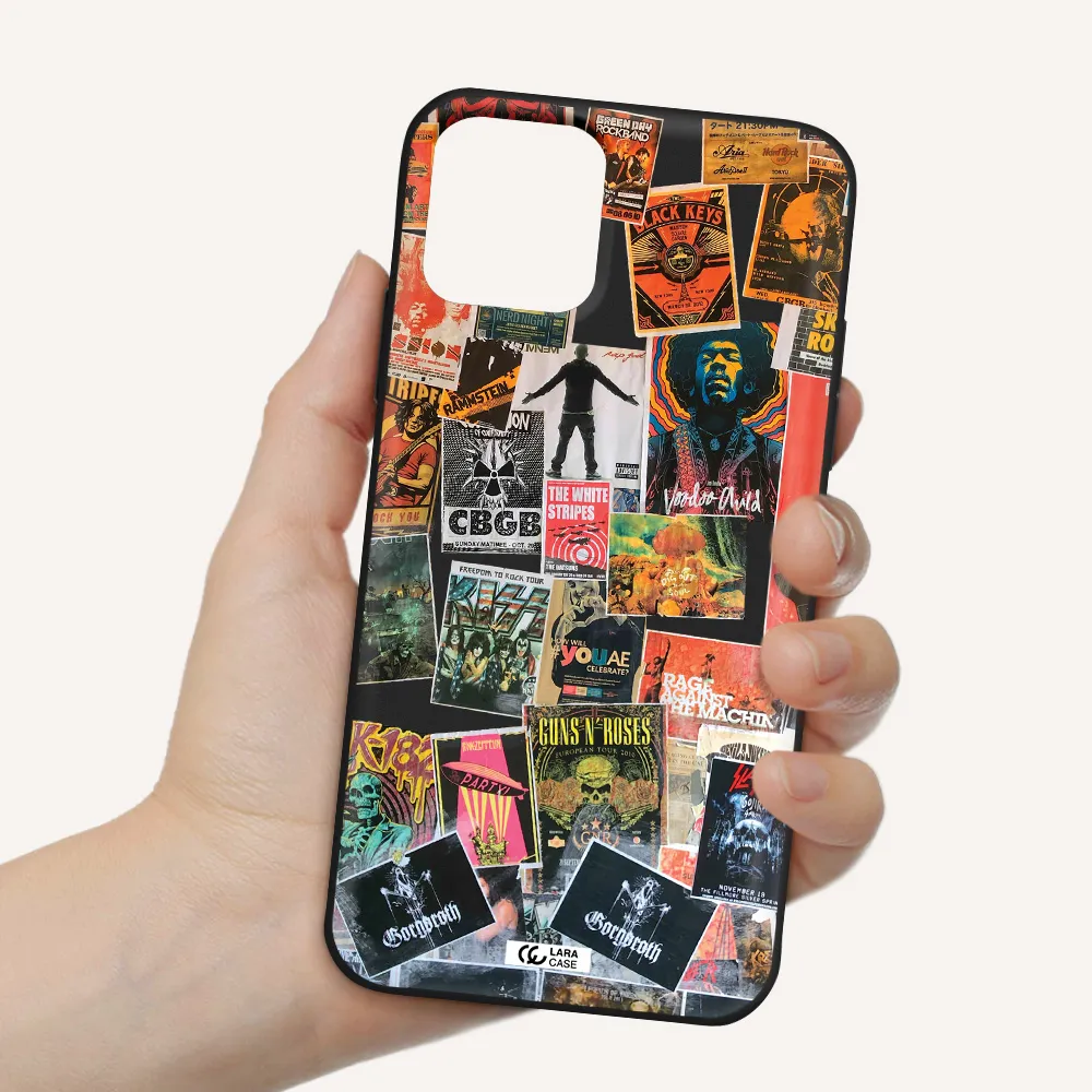 a collection of posters on a wall Apple iPhone 11 pro Silicone black Case