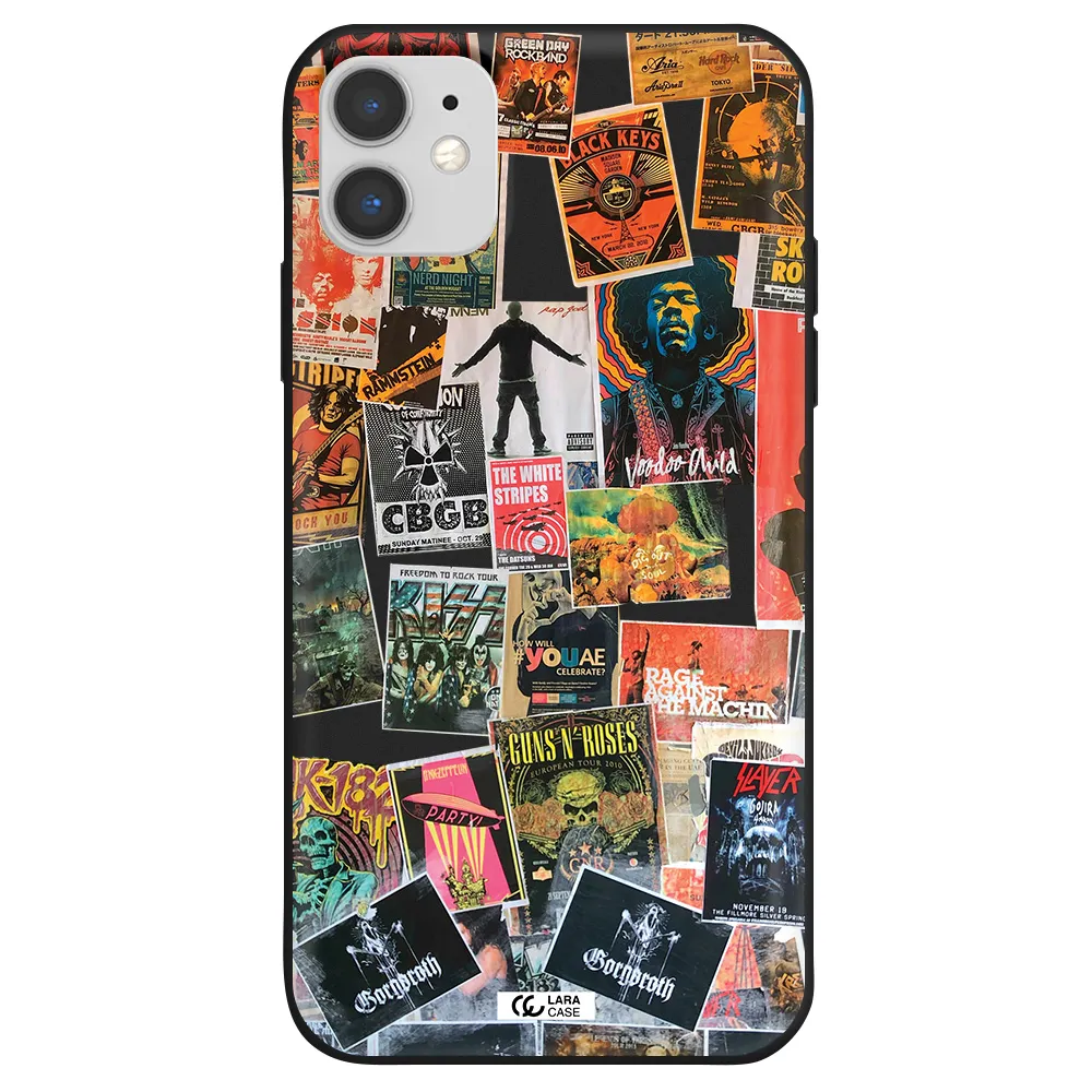a collection of posters on a wall Apple iPhone 11 Silicone black Case