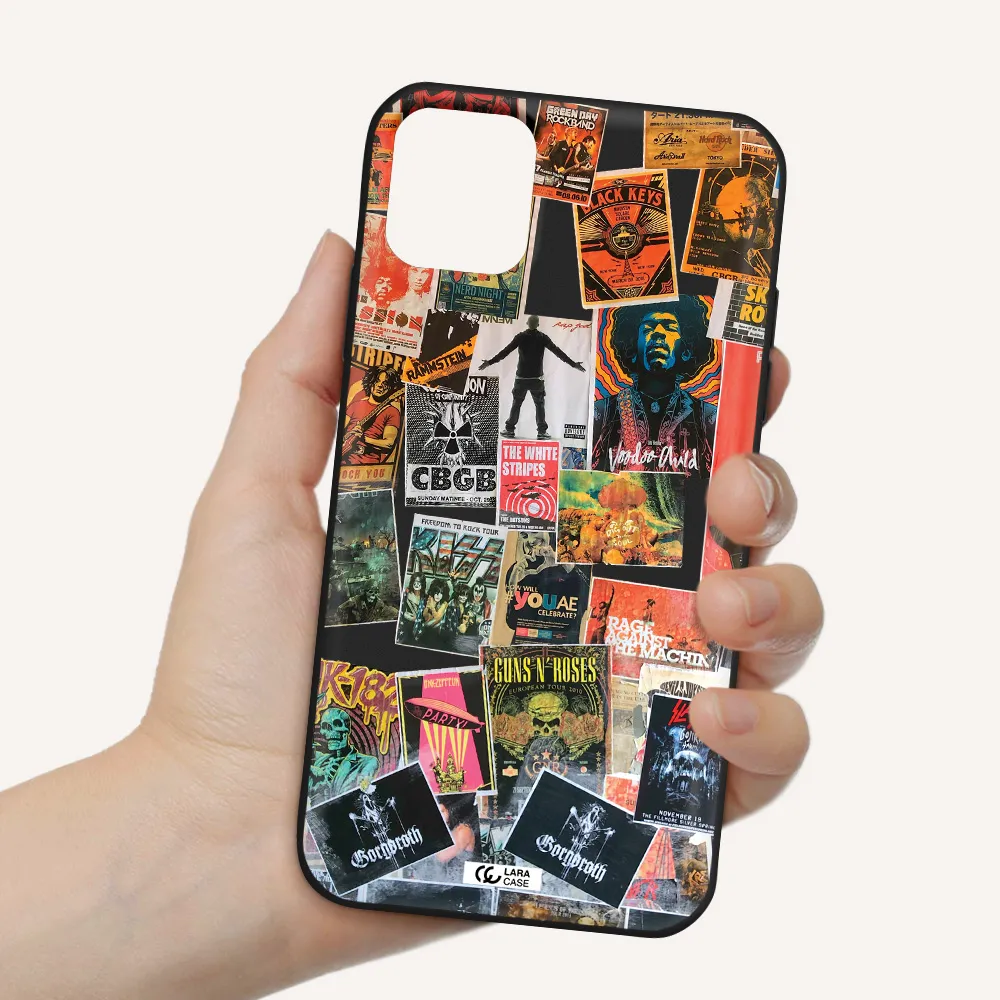 a collection of posters on a wall Apple iPhone 11 Silicone black Case
