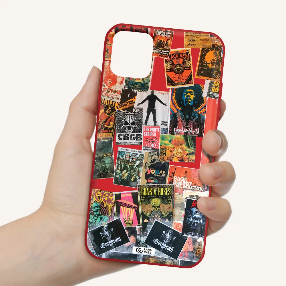a collection of posters on a wall Apple iPhone 11 Silicone Imperial Red Case