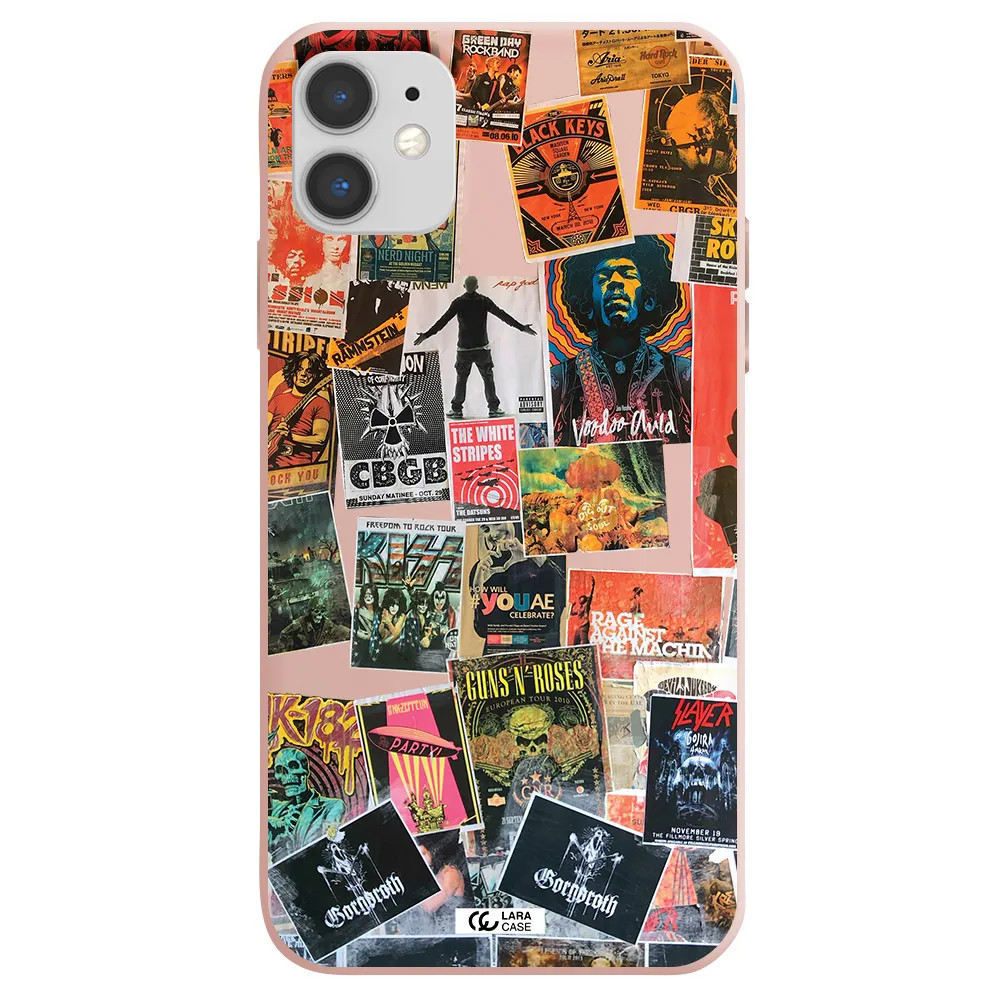 a collection of posters on a wall Apple iPhone 11 Silicone pastel pink Case
