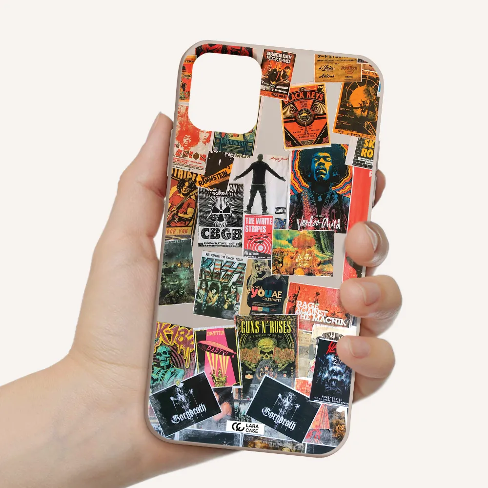 a collection of posters on a wall Apple iPhone 11 Silicone Stone Case