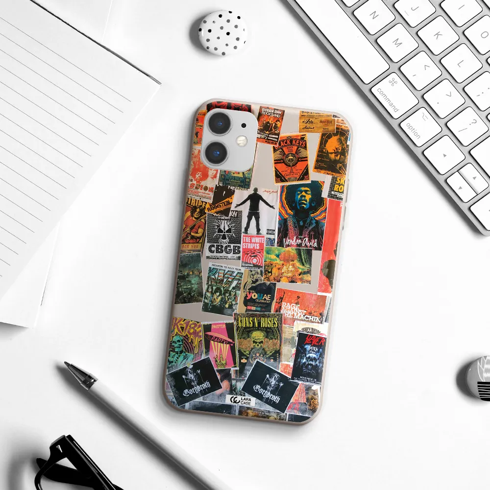 a collection of posters on a wall Apple iPhone 11 Silicone Stone Case
