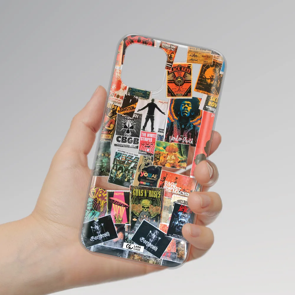 a collection of posters on a wall Apple iPhone 12 Clear TPU Case
