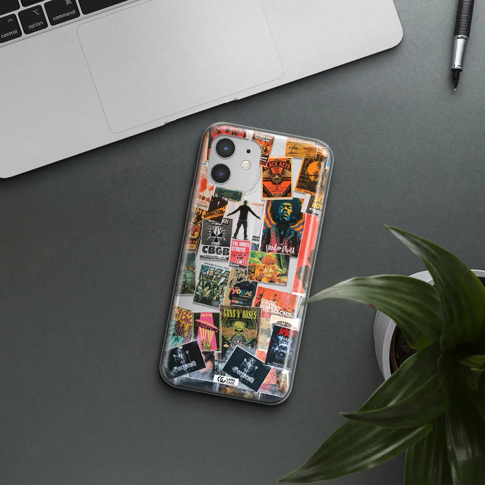 a collection of posters on a wall Apple iPhone 12 mini Clear TPU Case