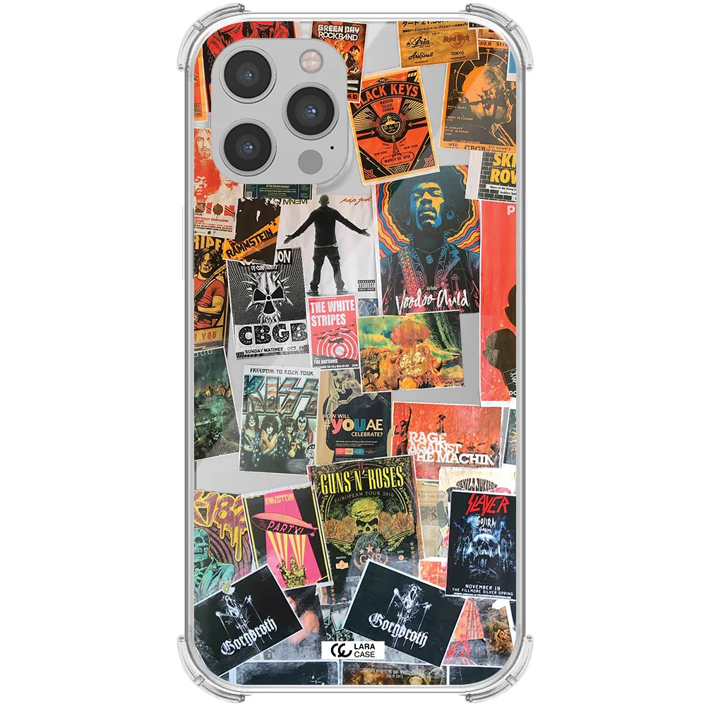 a collection of posters on a wall Apple iPhone 12 pro Clear PC Case