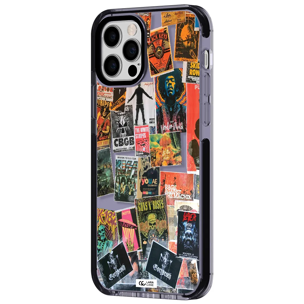 a collection of posters on a wall Apple iPhone 12 pro impact Lilac Case