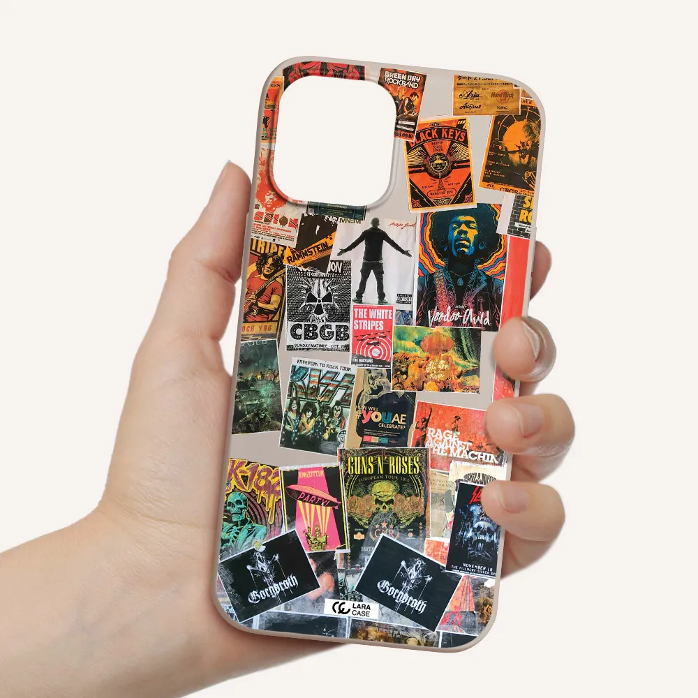 a collection of posters on a wall Apple iPhone 12 pro max Silicone Stone Case