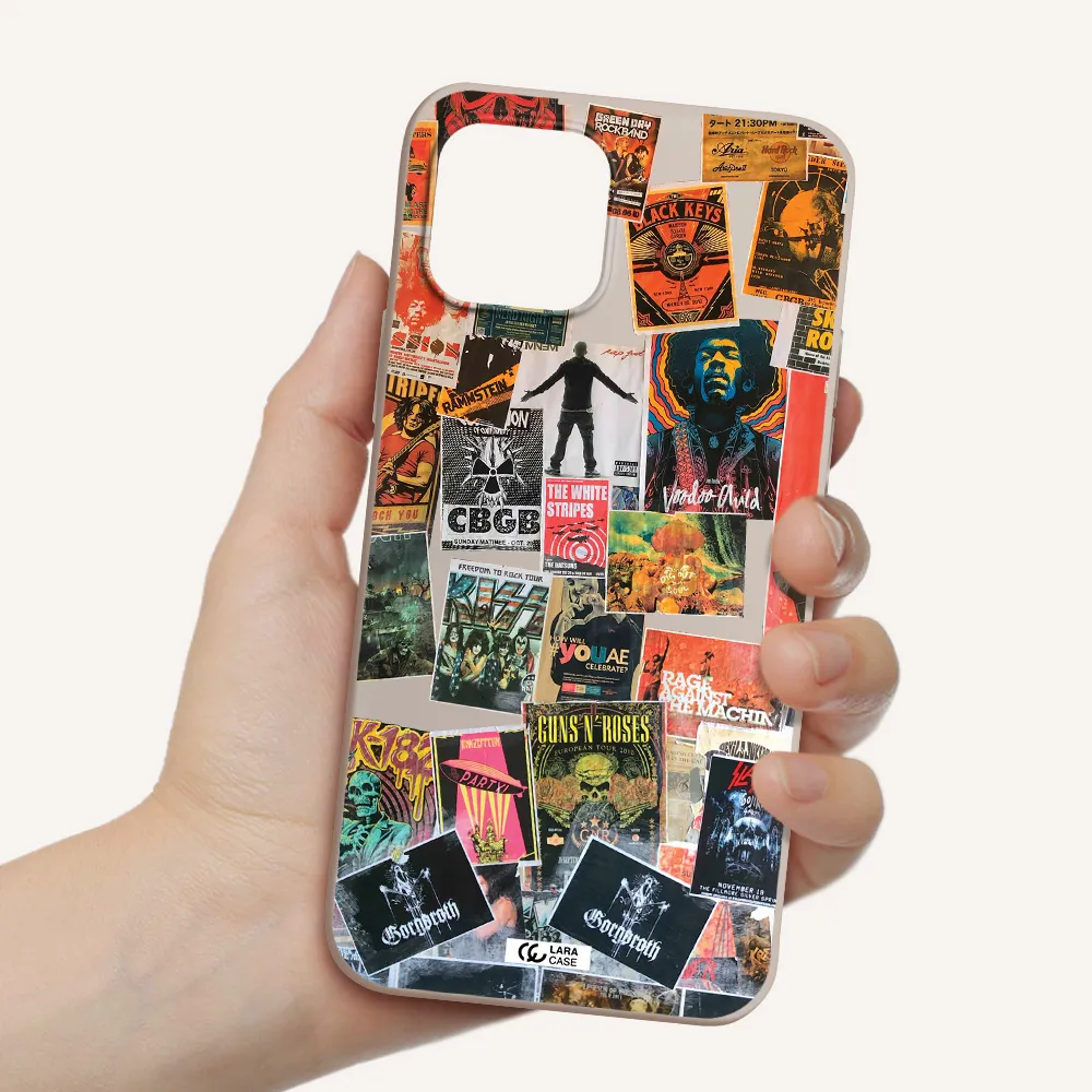 a collection of posters on a wall Apple iPhone 12 Silicone Stone Case