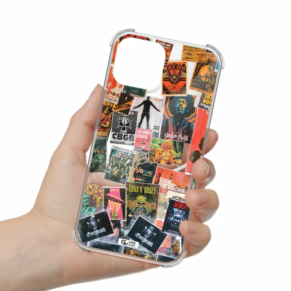 a collection of posters on a wall Apple iPhone 13 Clear PC Case