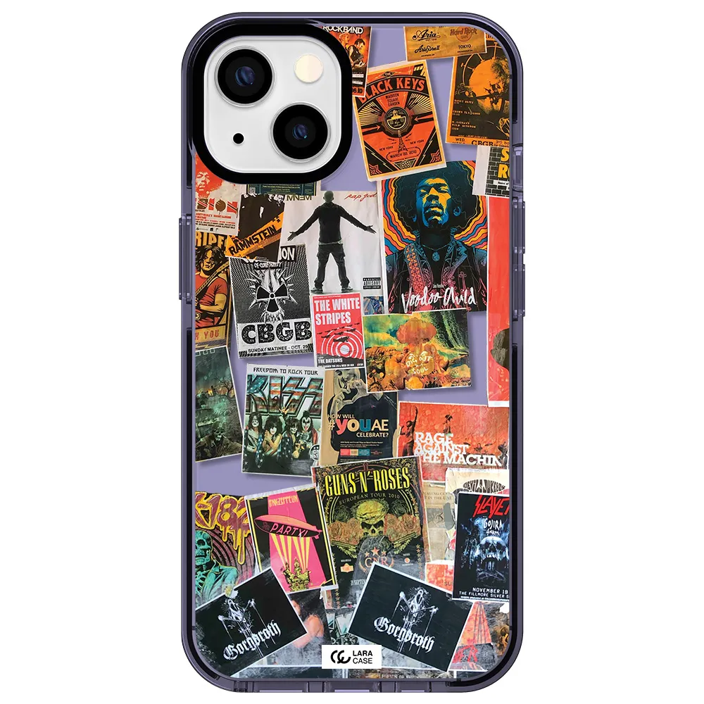 a collection of posters on a wall Apple iPhone 13 impact Lilac Case