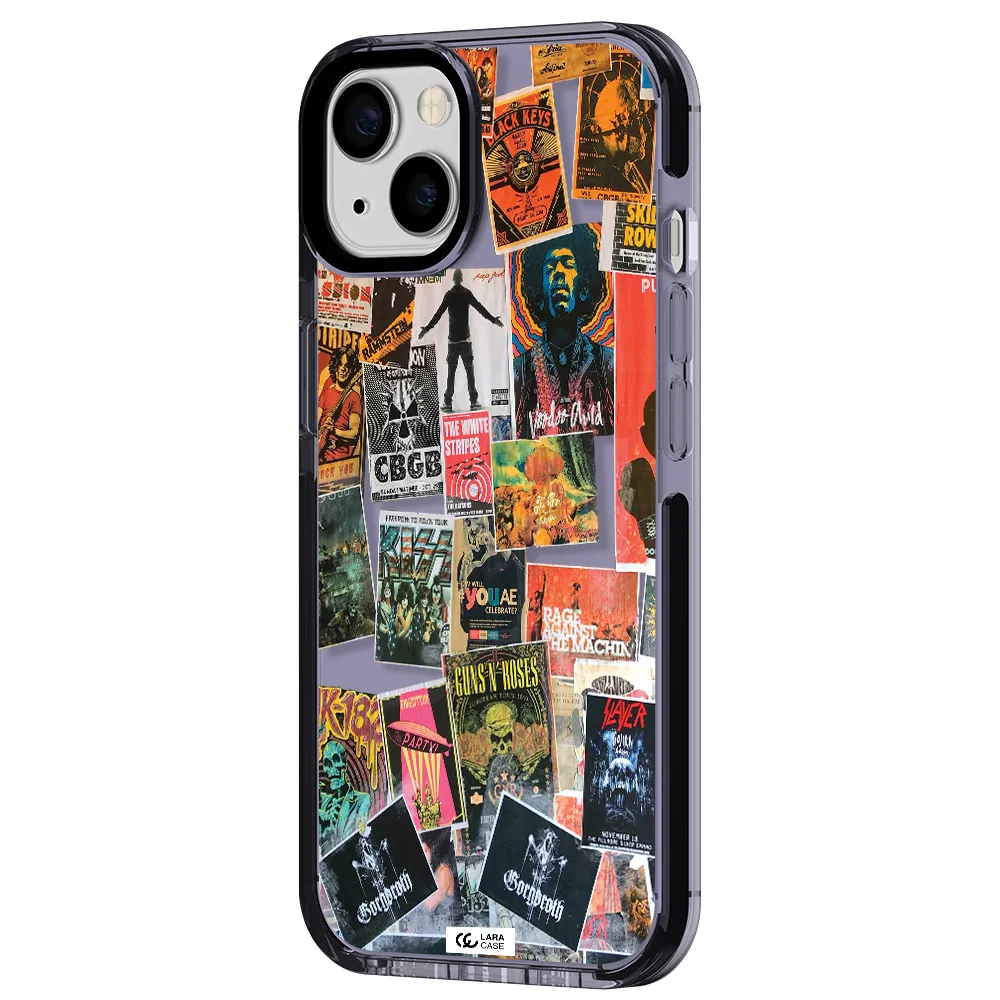 a collection of posters on a wall Apple iPhone 13 impact Lilac Case