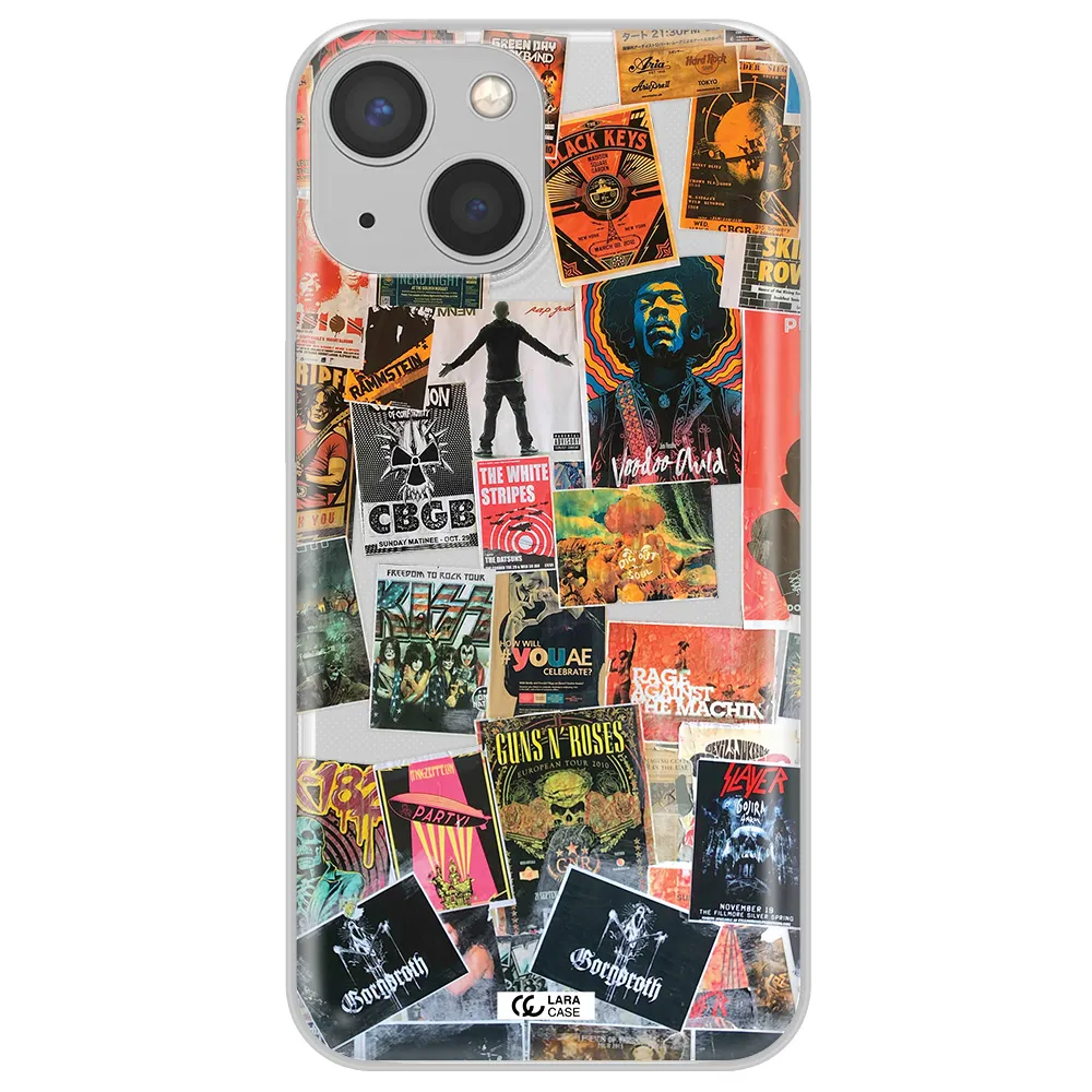 a collection of posters on a wall Apple iPhone 13 mini Clear TPU Case