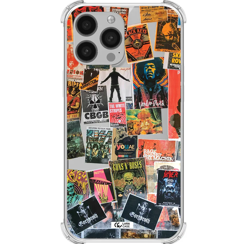 a collection of posters on a wall Apple iPhone 13 Pro Clear PC Case