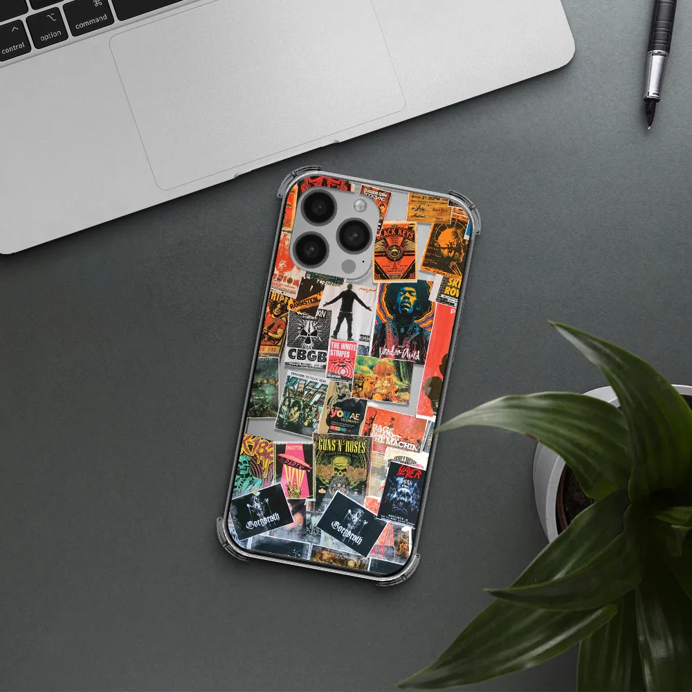 a collection of posters on a wall Apple iPhone 13 Pro Clear PC Case