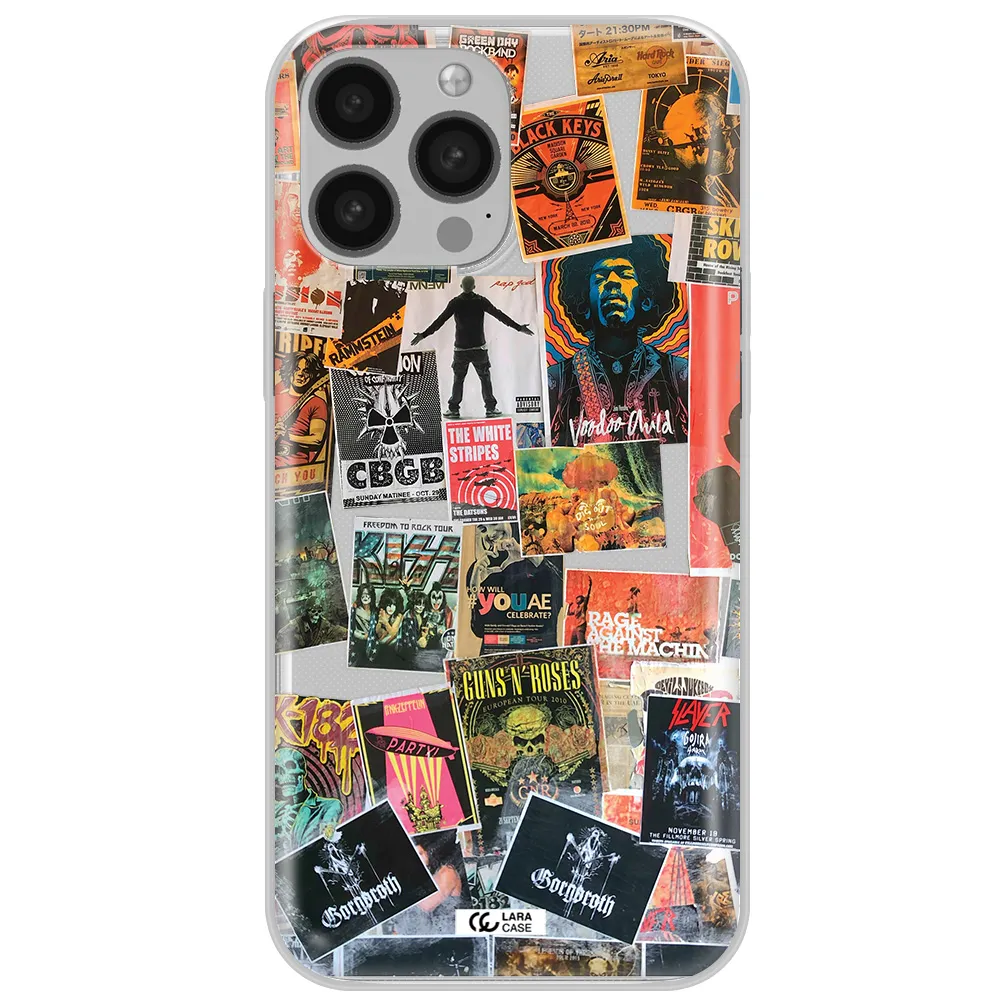 a collection of posters on a wall Apple iPhone 13 Pro Clear TPU Case