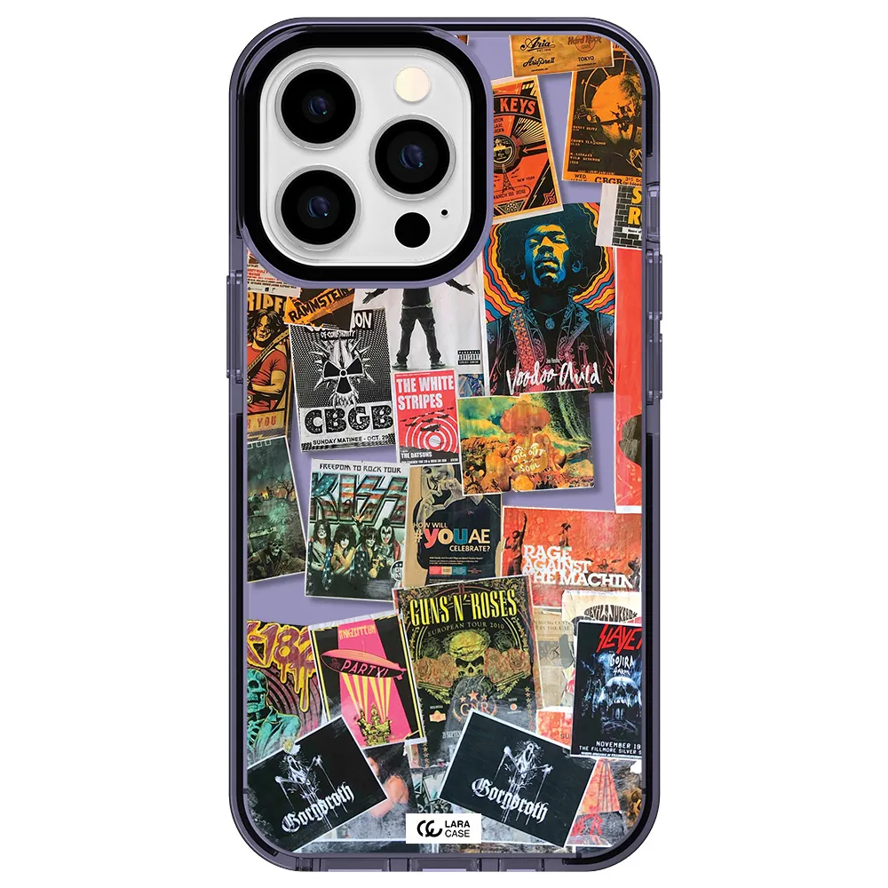 a collection of posters on a wall Apple iPhone 13 Pro impact Lilac Case