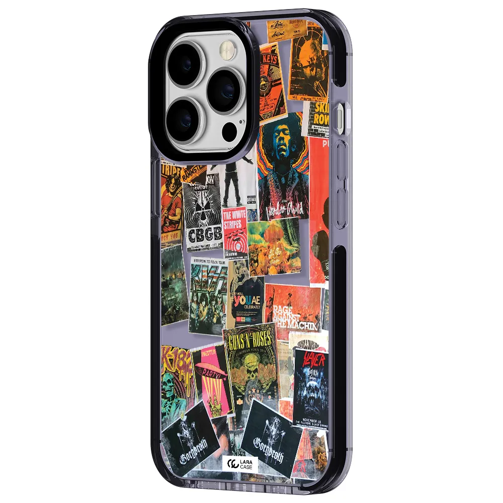 a collection of posters on a wall Apple iPhone 13 Pro impact Lilac Case