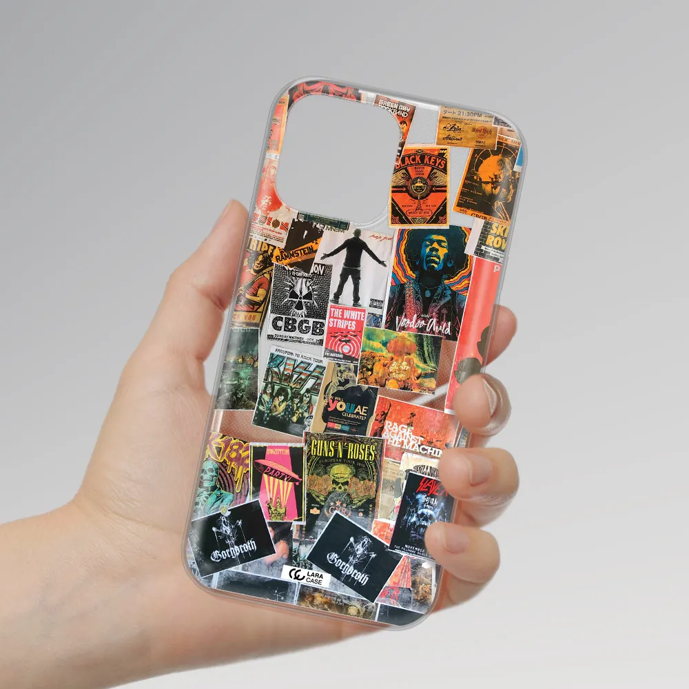 a collection of posters on a wall Apple iPhone 13 Pro Max Clear TPU Case