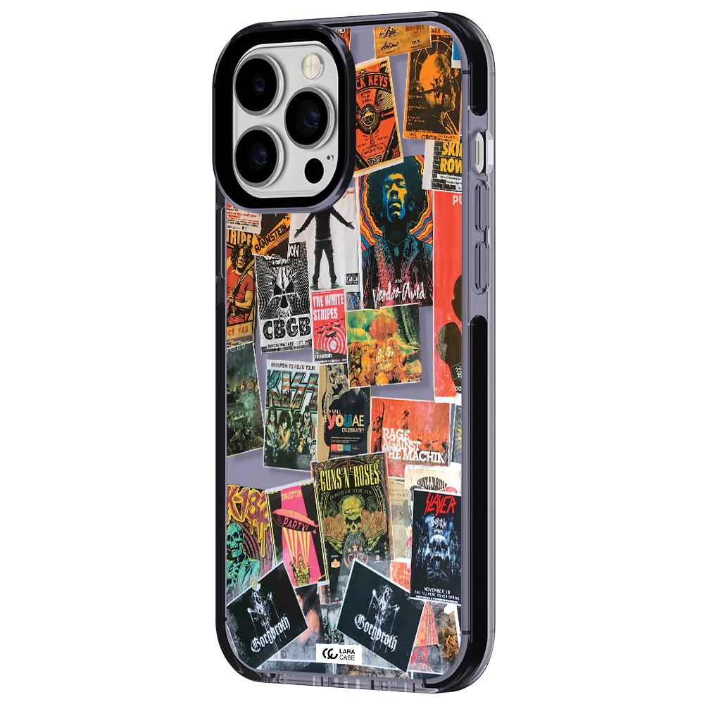 a collection of posters on a wall Apple iPhone 13 Pro Max impact Lilac Case