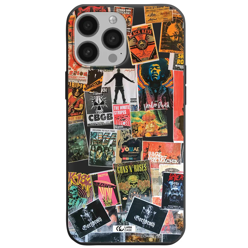 a collection of posters on a wall Apple iPhone 13 Pro Silicone black Case