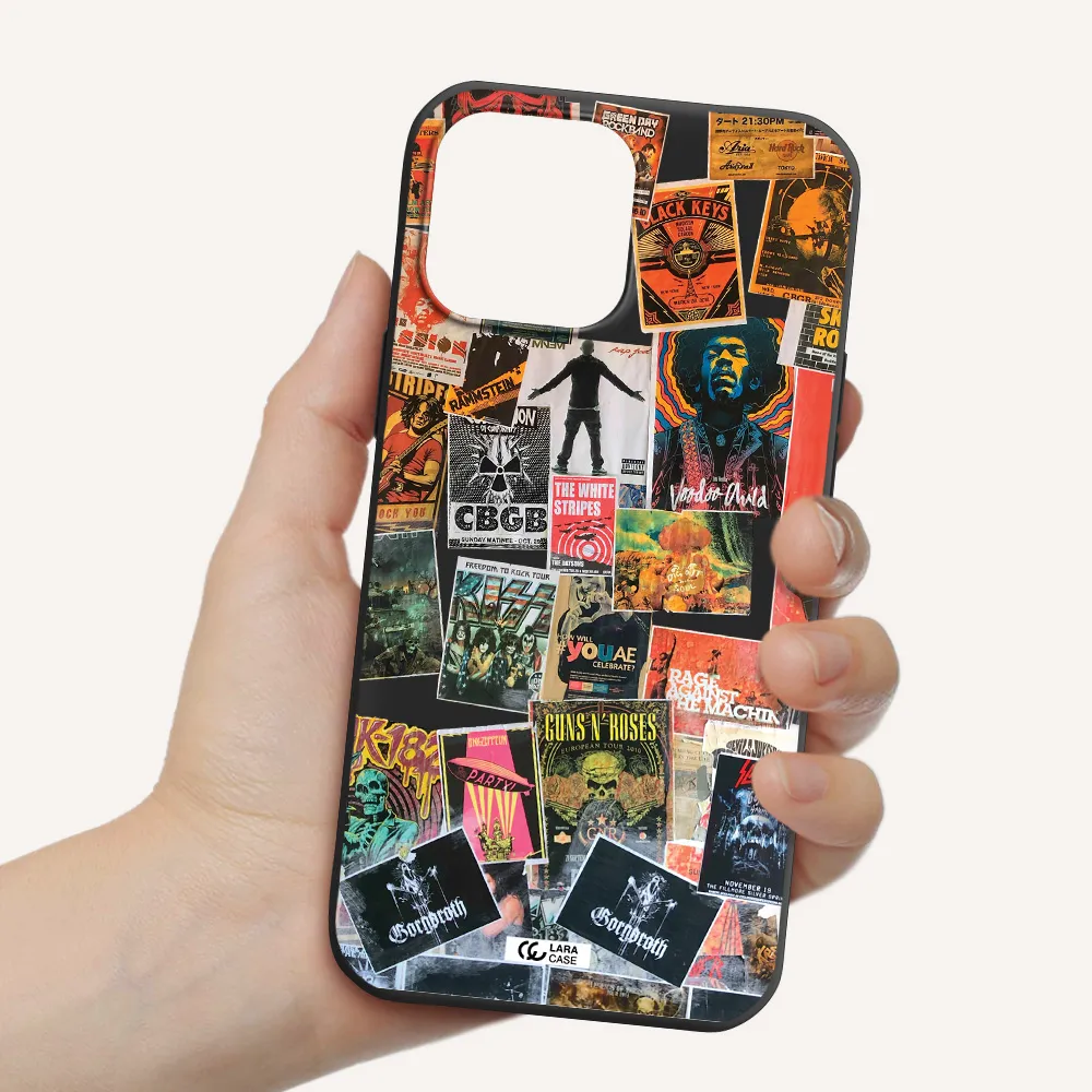 a collection of posters on a wall Apple iPhone 13 Pro Silicone black Case